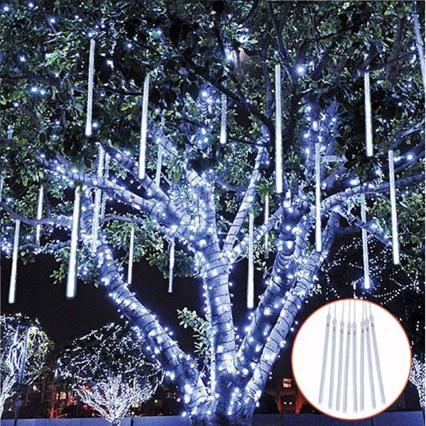 LED Meteorska Kiša - Set 8 Štapića, Hladno Bela