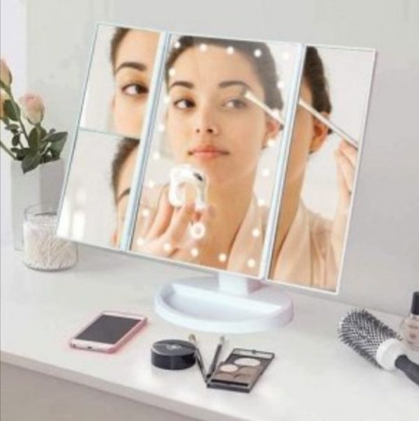 Trostruko LED Ogledalo na Preklop sa 22 Diode - Belo