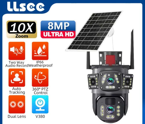 Solarna 4G kamera 4K sa 4 sočiva (V380 Llsee)