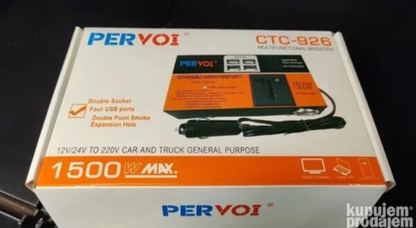Auto inverter 12V/24V na 220V 1500W sa 4 USB