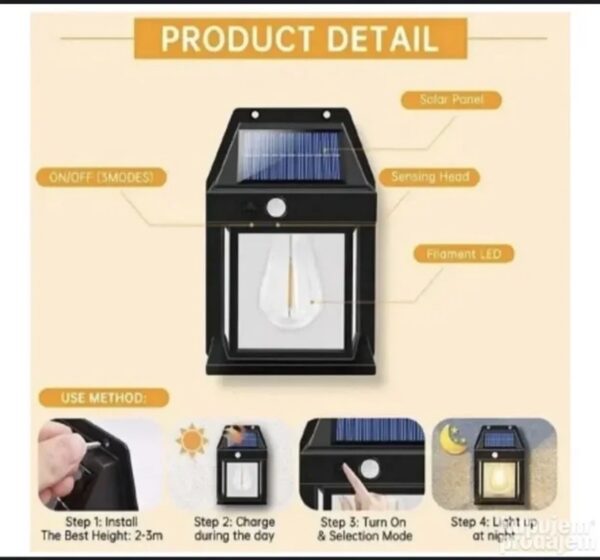 Solarna lampa sa senzorom pokreta – LED, spoljna