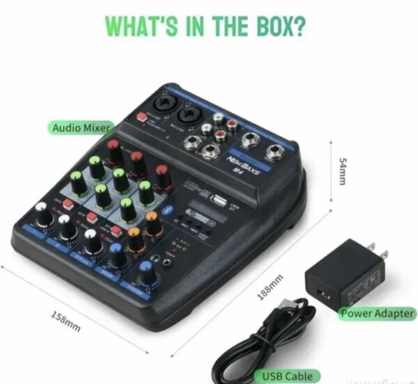 DJ audio mikser – 4 kanala, Bluetooth, USB/MP3